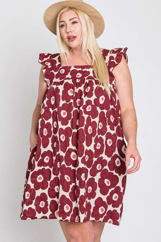 JADE BY JANE PLUS SIZE DAISY PRINT BABYDOLL DRESS