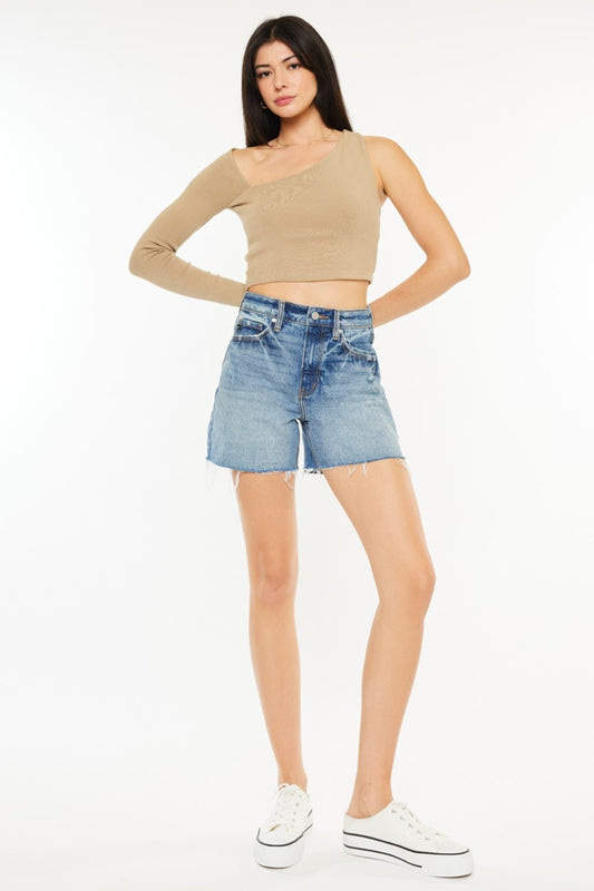 Kancan Raw Hem Denim Shorts