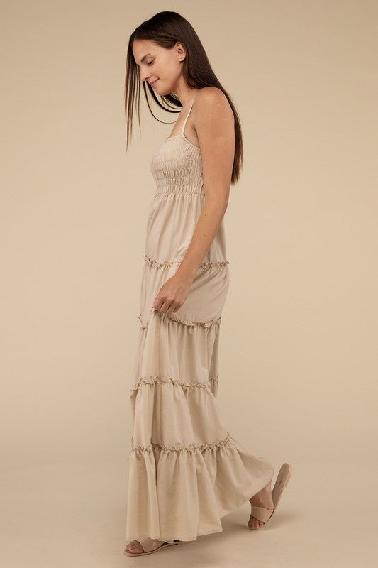 Zenana Woven Smocked Tiered Cami Maxi Dress in 3 Colors