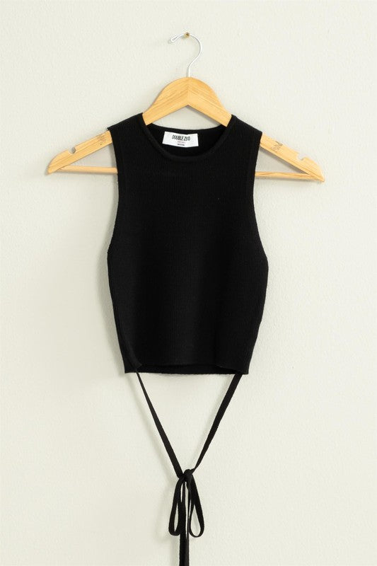 HYFVE Cropped Tie Waist Sweater Tank Top in 4 Colors