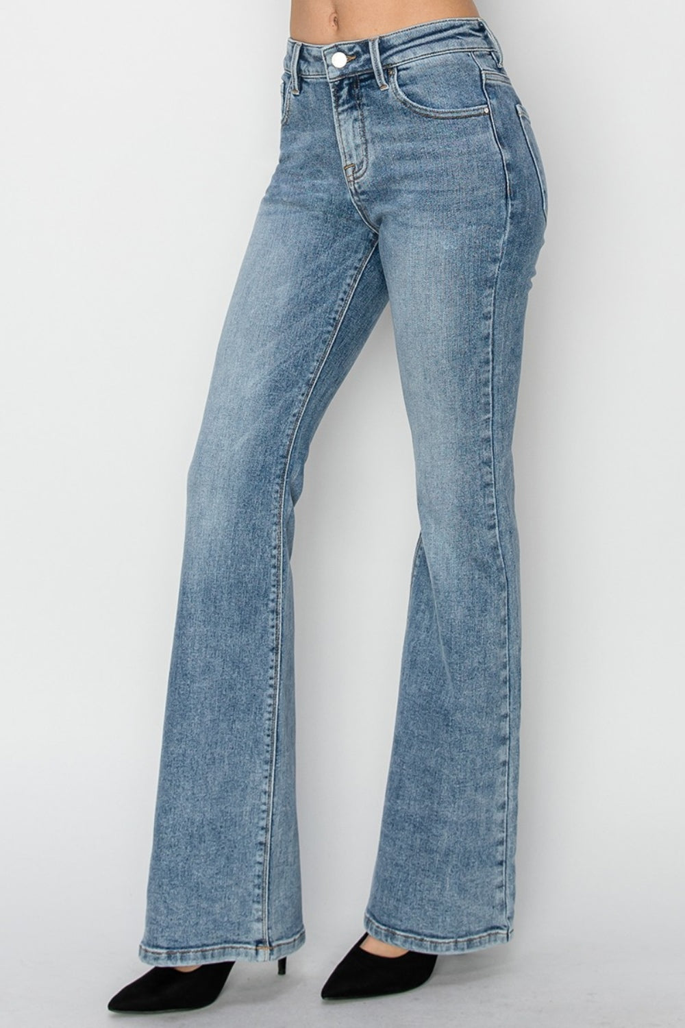 RISEN Full Size Mid Rise Bootcut Jeans in Medium Wash Blue