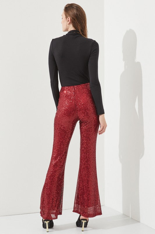 Jade By Jane Pull-On Flared Leg Sequin Pants in 3 Colors