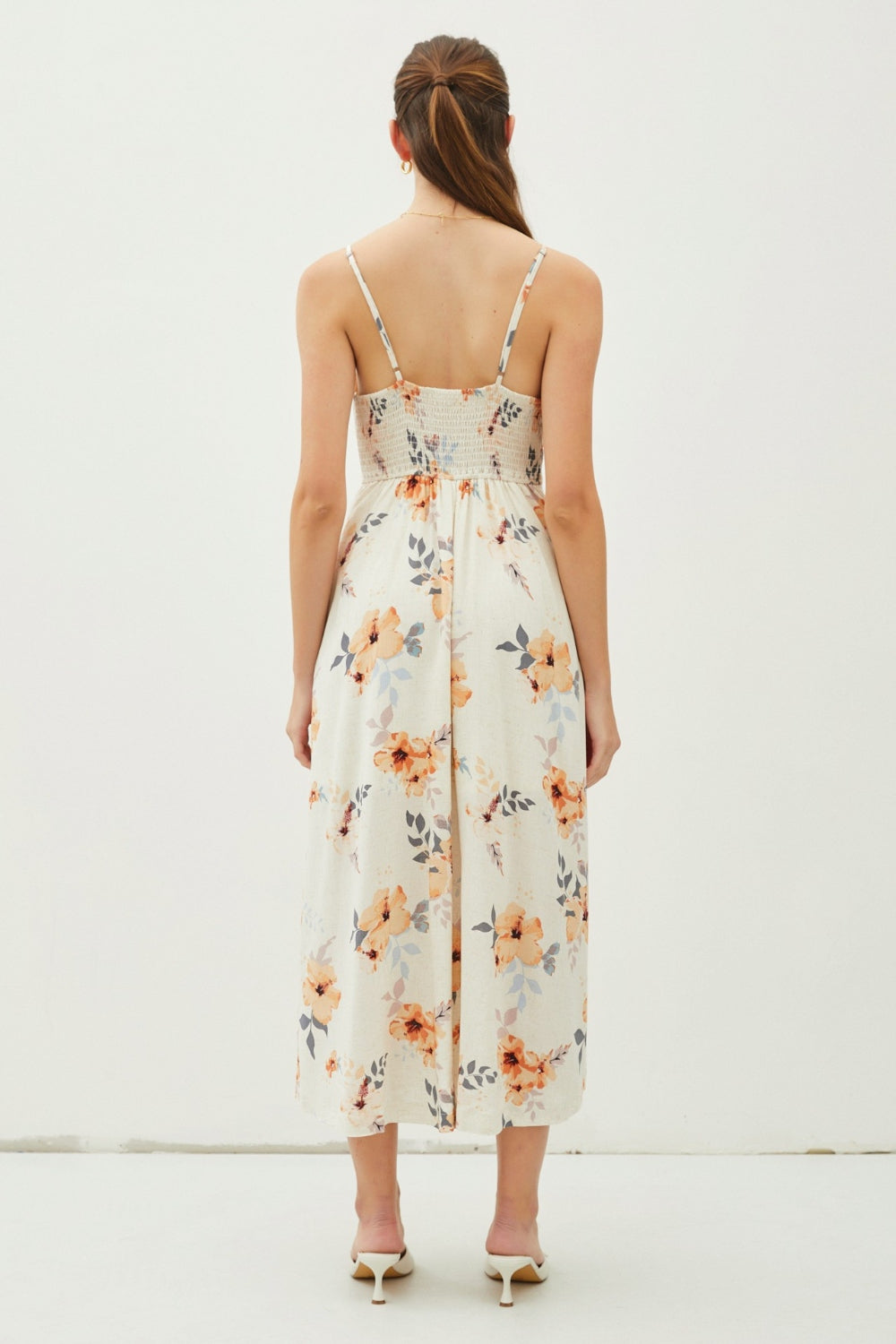 HYFVE Floral Button Down Cami Midi Dress