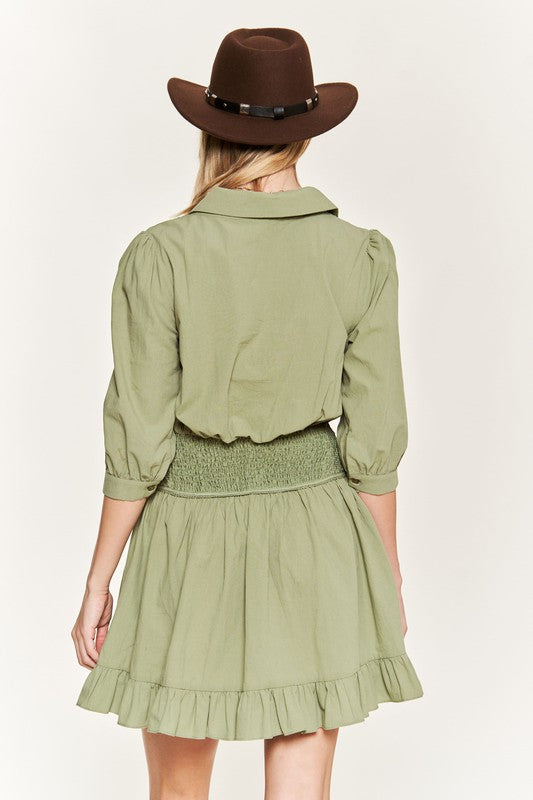 Jade by Jane Plus Cotton Eyelet Detail 3/4 Sleeve V-Neck Mini Dress