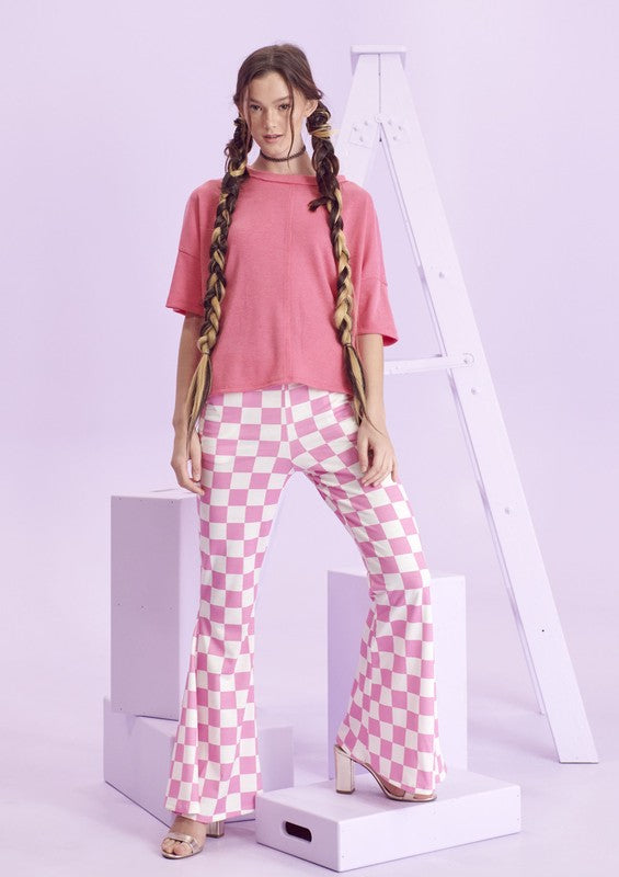 Jade By Jane Checkered Flare Leg Pants in 2 Colors