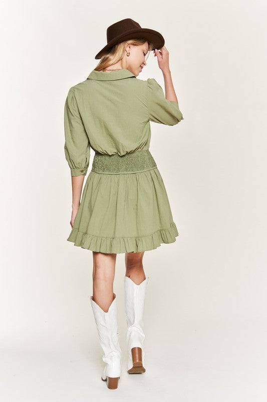 Jade by Jane Plus Cotton Eyelet Detail 3/4 Sleeve V-Neck Mini Dress