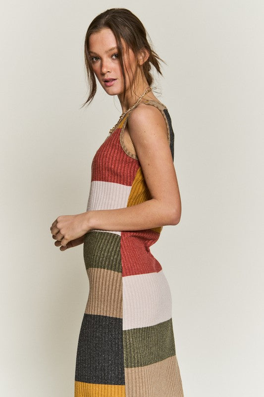 Jade by Jane Plus Colorblock Ribbed Knit Tank Dress