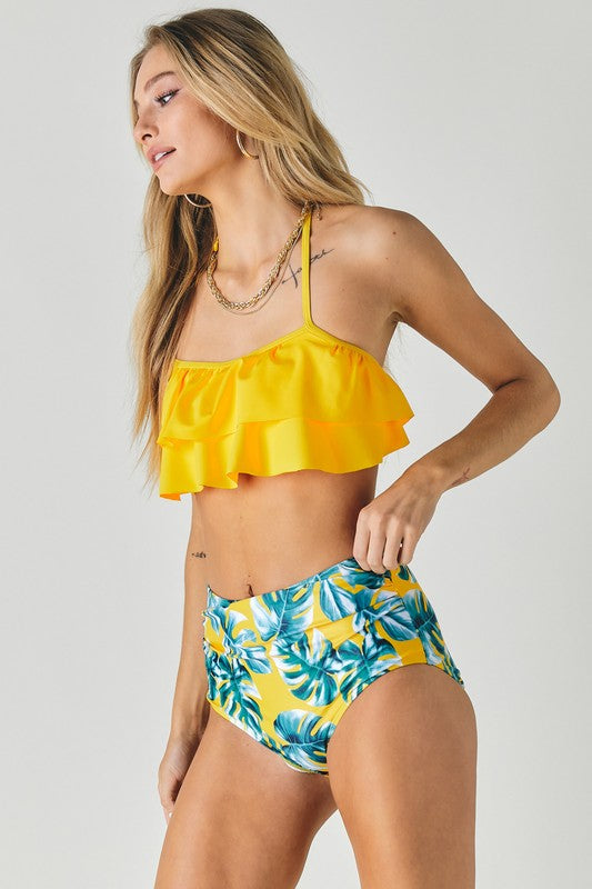 Davi & Dani Floral Ruffle Two-Piece Swimsuit in 2 Colors