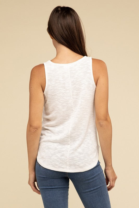 Zenana Slub Knit Relaxed V-Neck Cami Tank Top in 5 Colors