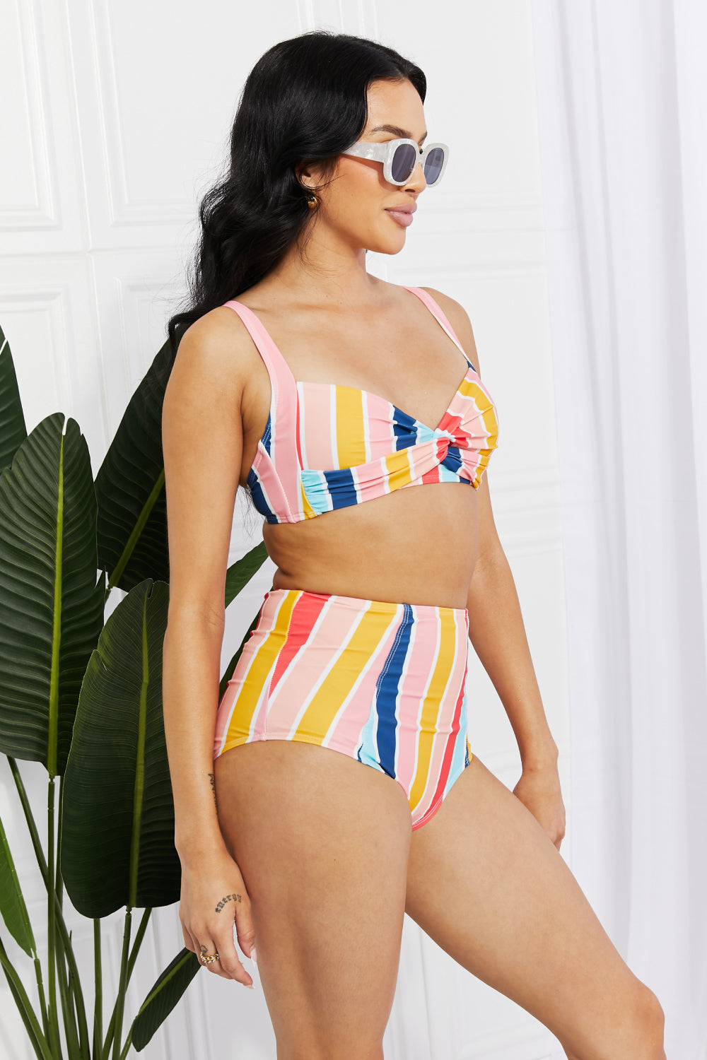 Marina West Swim Two Piece Twist High-Rise Bikini Swimsuit