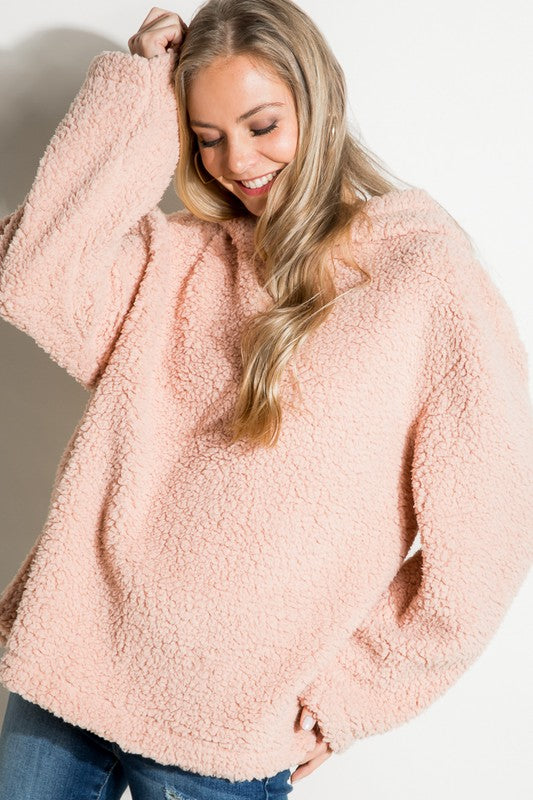 e Luna Fuzzy Faux Fur Oversized Hoodie Sweatshirt in 3 Colors