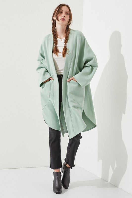 Jade By Jane Oversized Open Front Cardigan Sweater in Sage