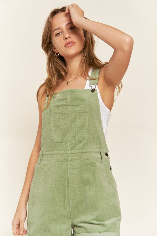 Corduroy Adjustable Shoulder Straps Overall PLUS