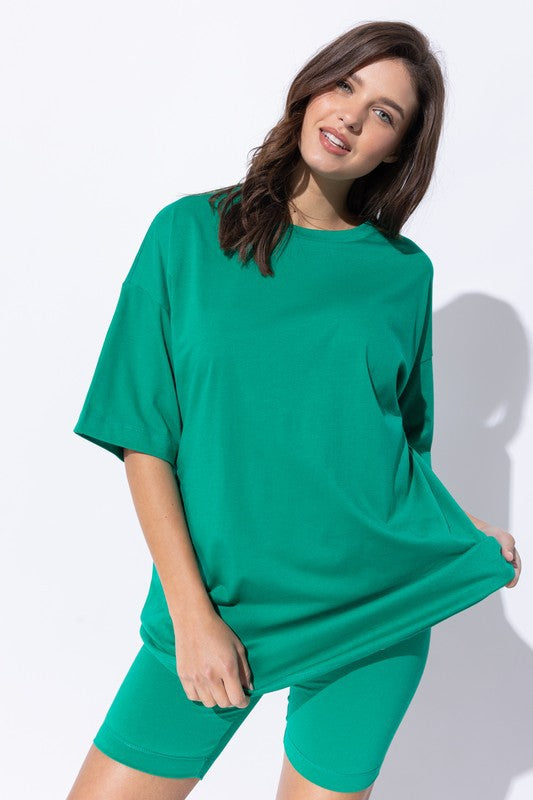 Sweet Generis Two Piece Oversized T-Shirt and Biker Shorts Set in 9 Colors