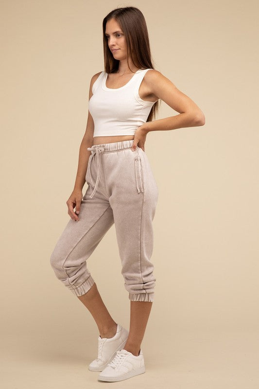 Zenana Acid Wash Fleece Sweatpants in 3 Colors