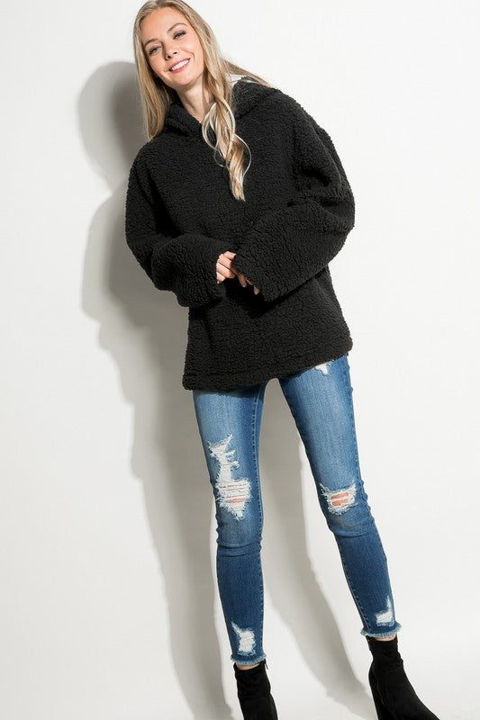 e Luna Fuzzy Faux Fur Oversized Hoodie Sweatshirt in 3 Colors