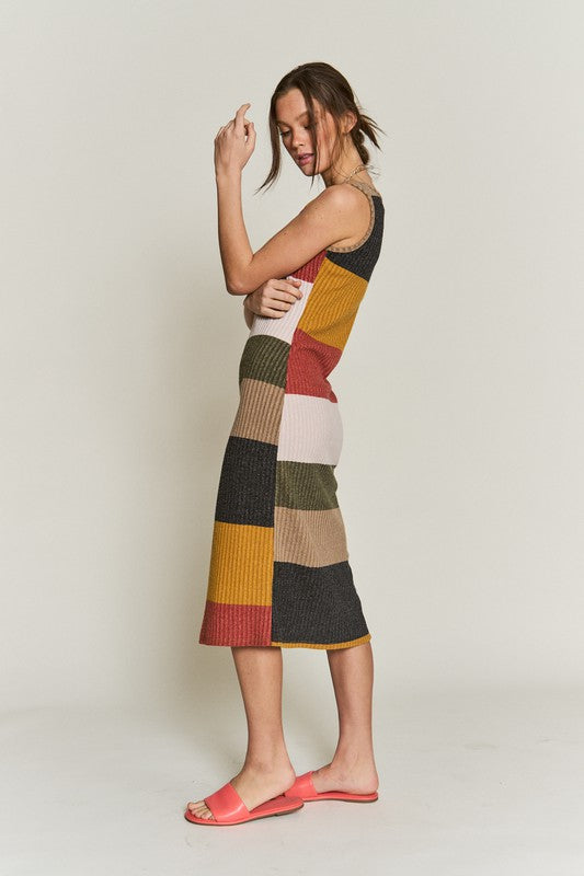 Jade by Jane Plus Colorblock Ribbed Knit Tank Dress