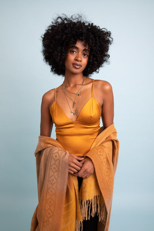 Leto Accessories Satin V-Neck Bralette Cami Top in 5 Colors