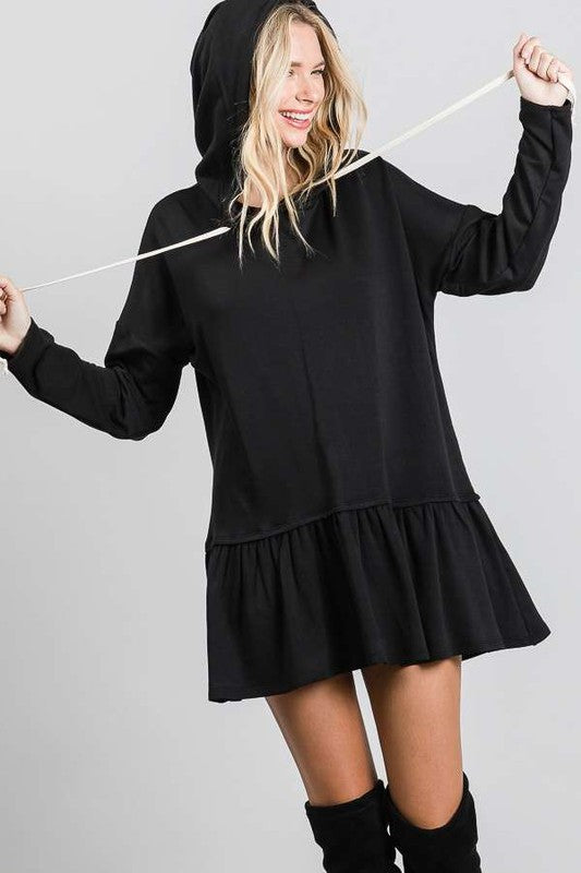 Jade by Jane Peplum Hoodie Sweatshirt in Black