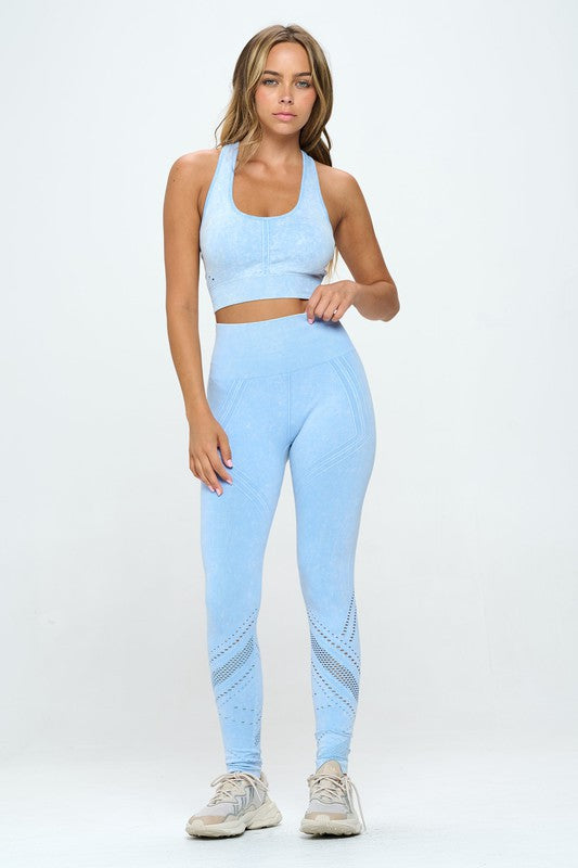 OTOS Active Two Piece Mineral Washed Seamless Cropped Tank & Leggings Set in 2 Colors