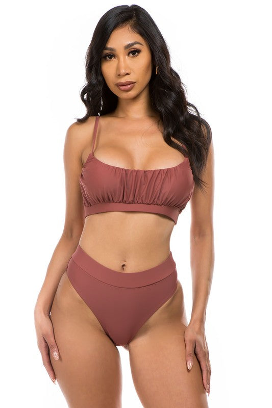 Mermaid Swimwear Two-Piece High Waist Ruched Swimsuit in 4 Colors