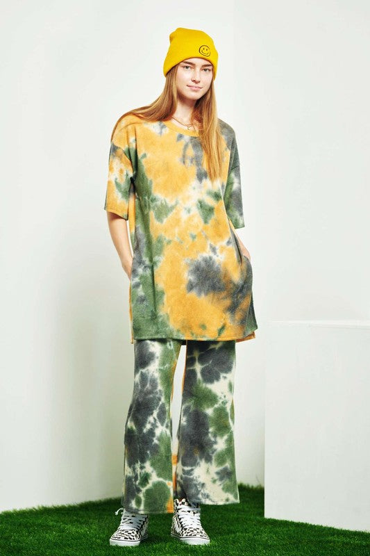 Jade By Jane Tie-Dye Tunic Tee & Lounge Pants Set in 2 Colors