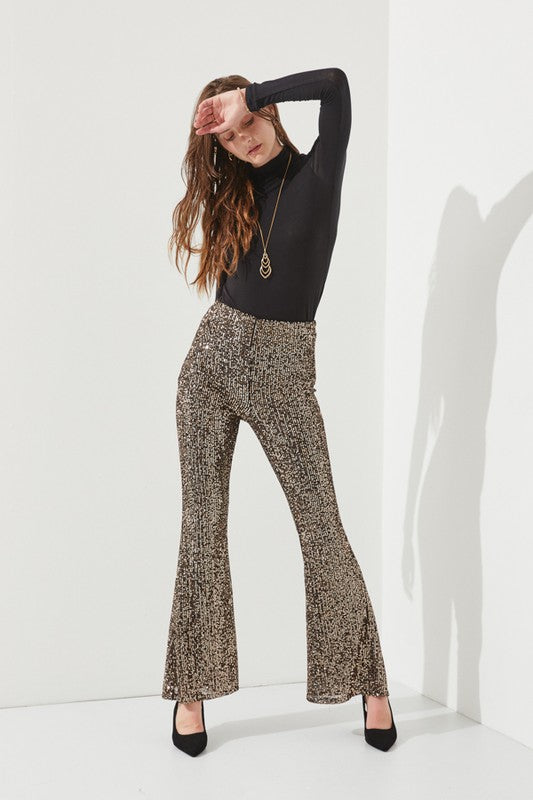 Jade By Jane Pull-On Flared Leg Sequin Pants in 3 Colors