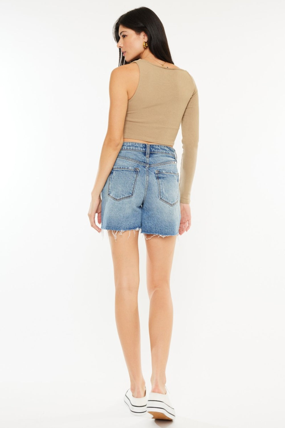 Kancan Raw Hem Denim Shorts