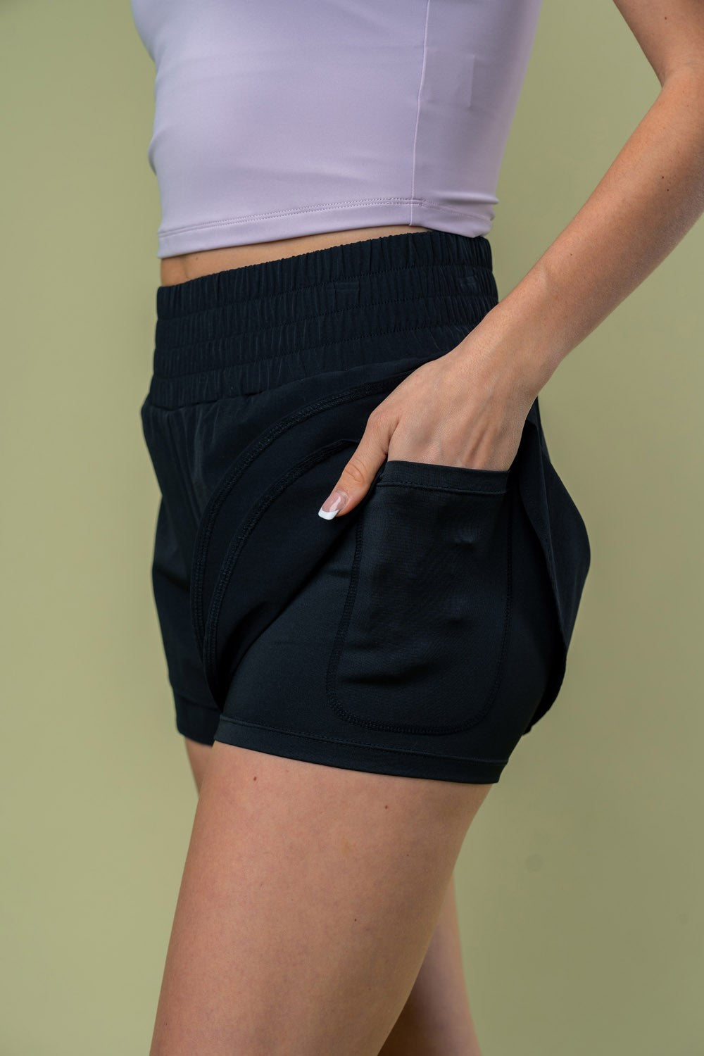 White Birch Activewear Pull-On Nylon Shorts with Pockets