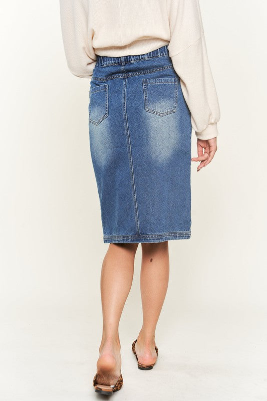 Jade By Jane Button Front Denim Midi Skirt