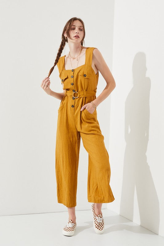 Jade By Jane Sleeveless Square Neck Ankle Jumpsuit in 2 Colors