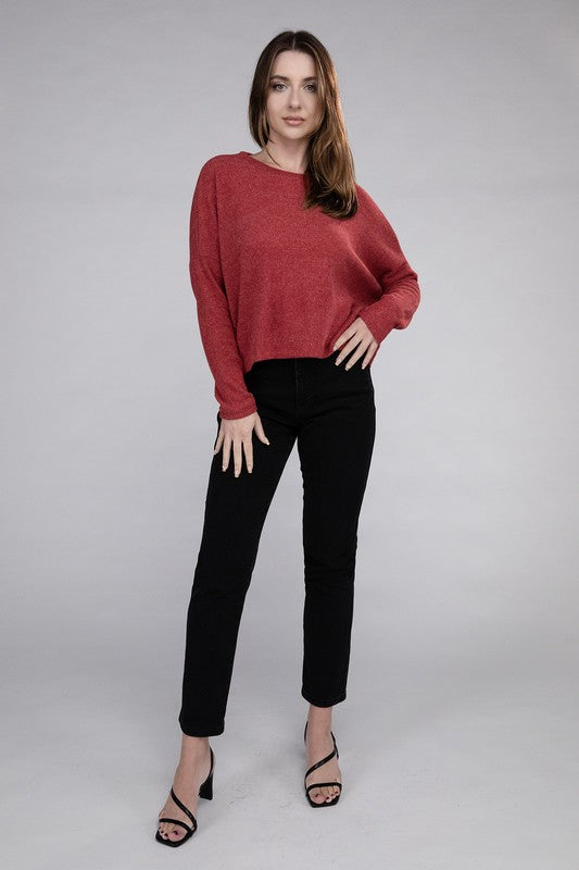 Zenana Soft Ribbed Knit Round Neck Cropped Sweater in 5 Colors