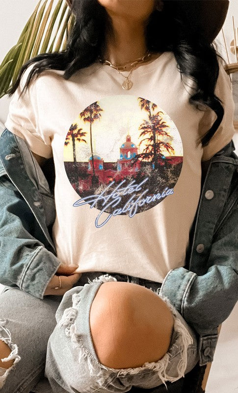 Kissed Apparel Plus Size Retro Hotel California Graphic Tee in 6 Colors