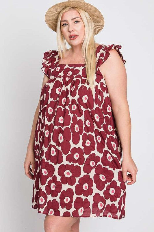 JADE BY JANE PLUS SIZE DAISY PRINT BABYDOLL DRESS