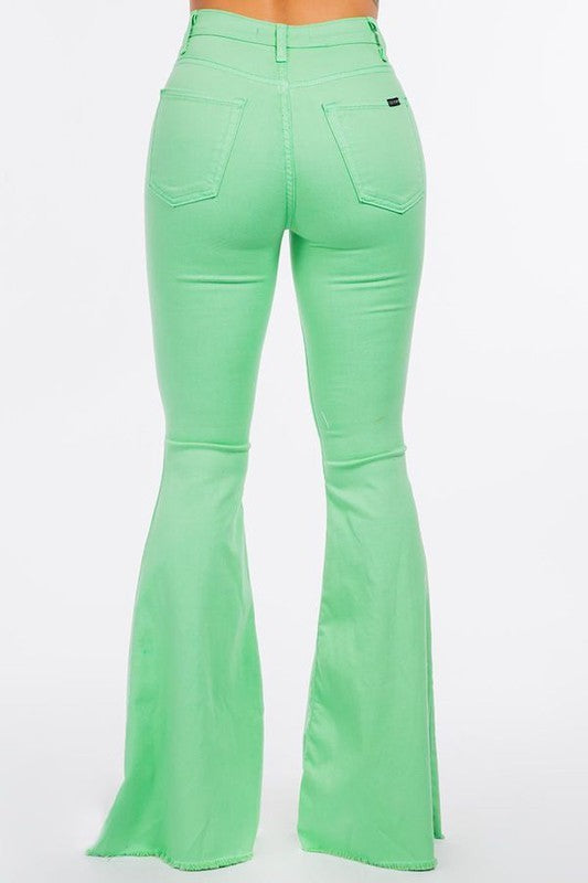 GJG Denim Bell Bottom Jeans in Lime