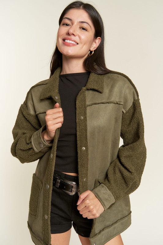 Jade by Jane Plus Faux Fur & Suede Jacket