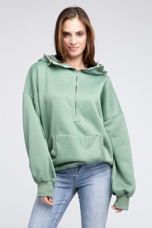 BiBi Oversized Half Zip Hoodie Sweatshirt in 4 Colors - Only Extra Large Available