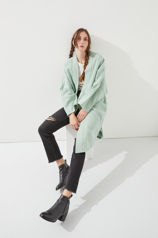 Jade By Jane Oversized Open Front Cardigan Sweater in Sage