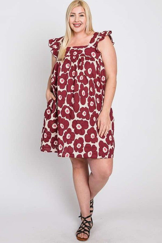 JADE BY JANE PLUS SIZE DAISY PRINT BABYDOLL DRESS