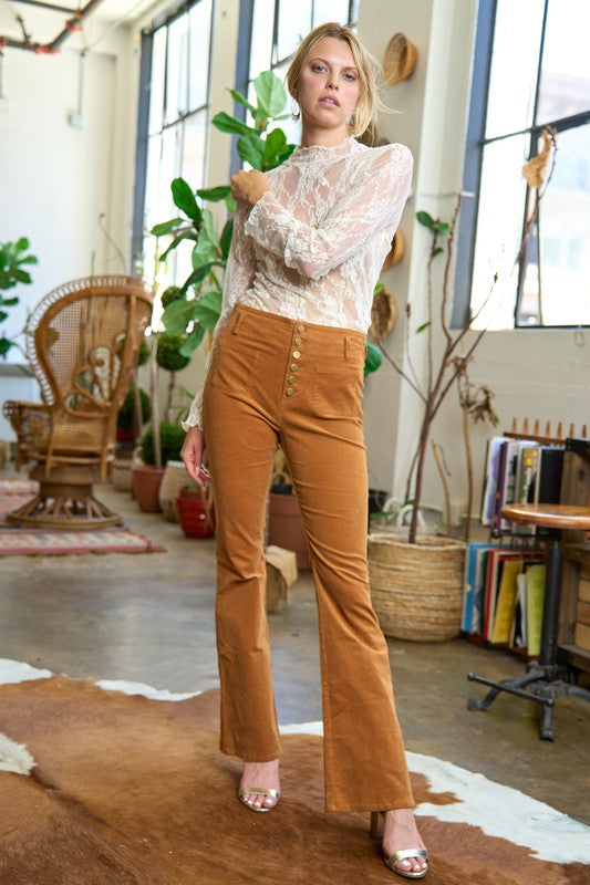 JADE BY JANE PLUS SIZE CORDUROY FLARE PANTS IN 2 COLORS