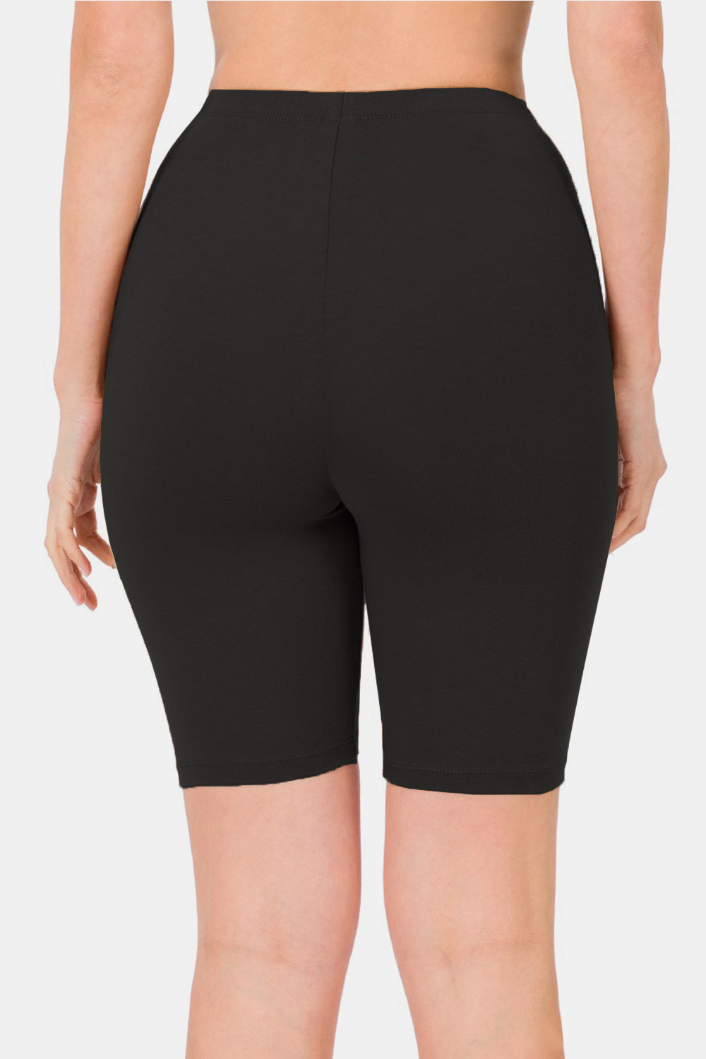 Zenana Cotton High Waist Leggings Bike Shorts in Black