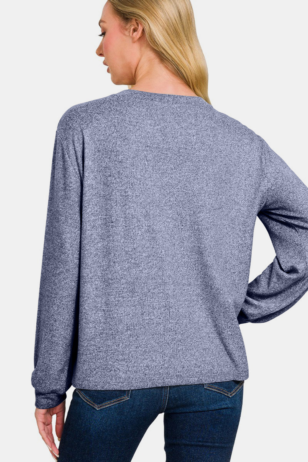 Zenana Hacci Round Neck Long Sleeve T-Shirt