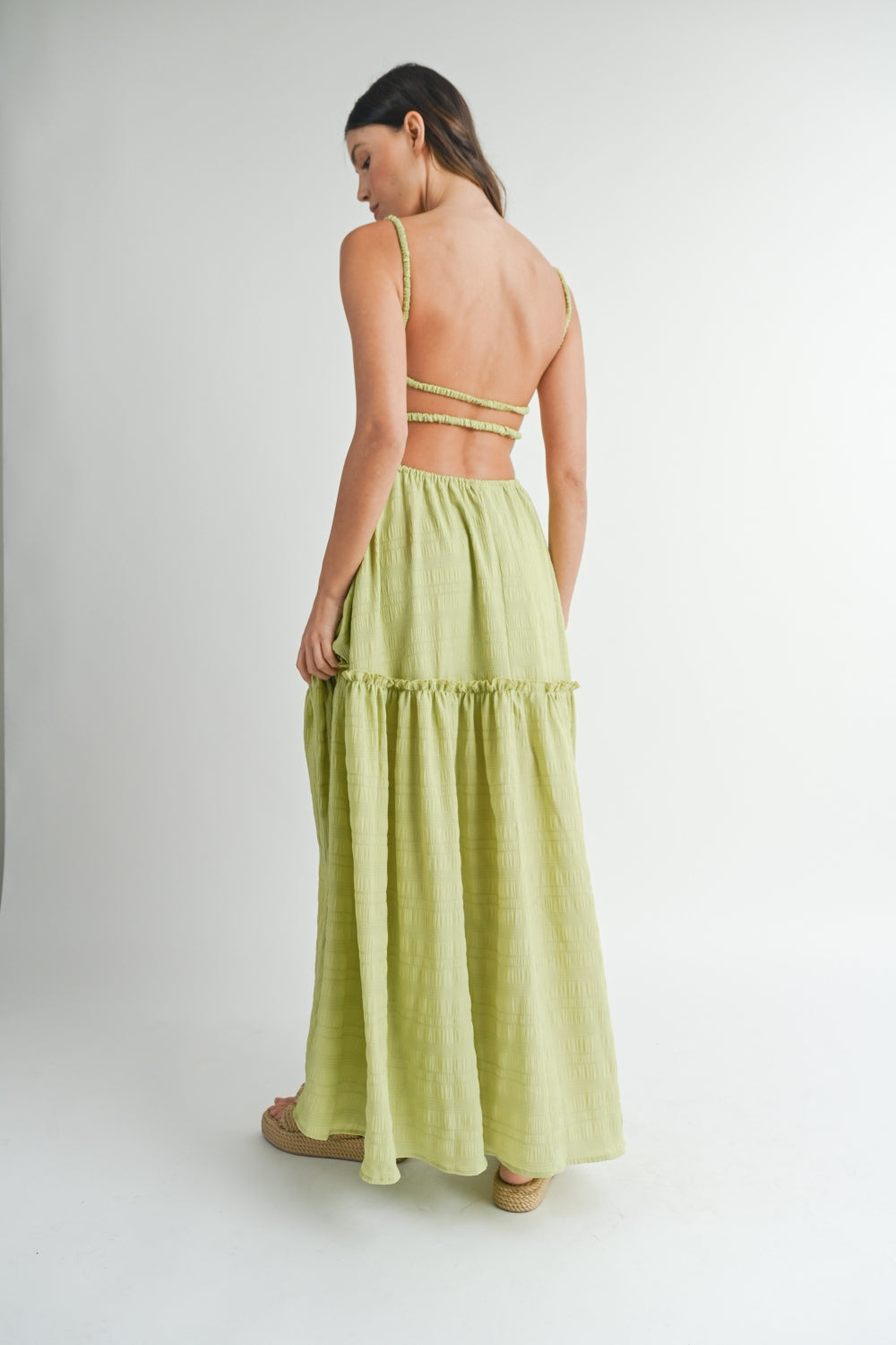 MABLE Cutout Waist Backless Cami Maxi Dress